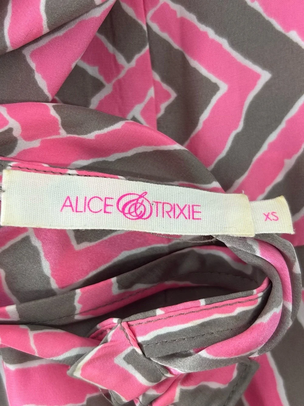 Alice & Trixie Silk Pink and Gray Geometric Dress - Picture 3 of 4